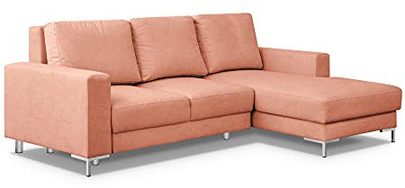 3xEliving LIZBONA rechts Schlafsofa, orange Farbe (Primo 52) mit Zwei Bettkästen und automatischem Öffnungsmechanismus. Breite: 244 cm Tiefe: 156 cm; 93 cm Höhe mit Kissen: 86 cm, Holzrahmen Auswahl.