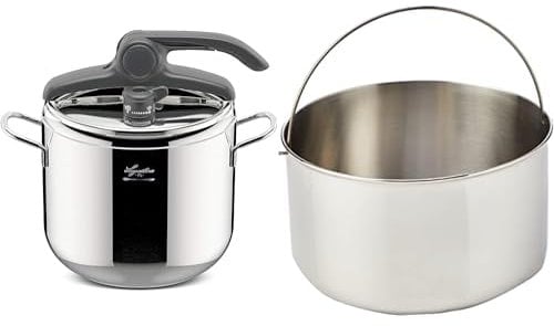 Lagostina Irradial Control Lagoeasy'Up Pentola A Pressione, 7 L, Acciaio Inox 18/10 & Accessorio Per Pentola A Pressione Cestello Cuocivapore, Acciaio Inox, Diametro 18 Cm Per Capacita 7 Litri