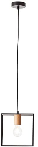 BRILLIANT Lampe, Arica Pendelleuchte 20x20cm schwarz/holzfarbend, 1x A60, E27, 60W, Kabel kürzbar/in der Höhe einstellbar