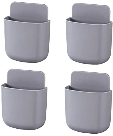 Senmil 4-Teilige Fernbedienung Halter Organizer, Fernbedienung Aufbewahrungsbox Wandhalterung, Wandhalterung Organisator Medien Organizer TV-Fernbedienung , für Handy-Ladegerät (Grau)