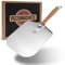 PIZZAMACHETE Pizza-Schieber Edelstahl, Pizzaheber rechteckig 35,5 x 30,5 cm, Pizzaschaufel Holz-Schaft, Pizzawender mit abnehmbarem Griff, Pizza-Zubehör