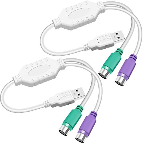 DKARDU PS2 to USB A Adapter Cable for Keyboard and Mouse - PS/2 Male to USB A Male Plug, Replacement Cord, 2 PCS