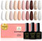 Yueshop Gel Nail Polishes 10 Colors Pink Nude White Pastel Glitter Gel Polish Set All Seasons Soak Off UV Nail Varnish Kit for Salon Studios & Home Use