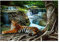 WallArena - Vlies Fototapete 3D Effekt Tiger Dschungel Tiere Wasserfall 416x290 cm - Fototapeten - Tapeten - für Wohnzimmer Schlafzimmer - Vliestapete Wandtapete Tapete 3D Effekt- inkl. Kleister
