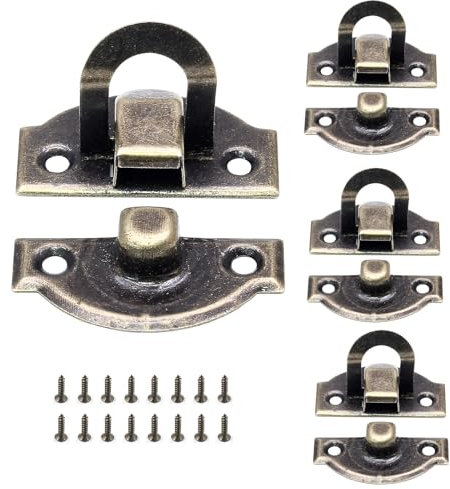 Waziaqoc Antiker Knebelverschluss, kleine Eisen-Entenschnalle, Retro-Stil, dekorative Hasp-Verriegelung, Hardware für Holzbox, Schrank, Truhe, Schmuckbox, Bronze, 4 Stück