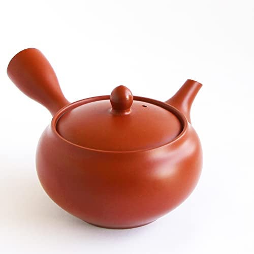 KIMIKURA Kyusu Teapot Tokoname yaki Red -Made in Japan -350ml/11.8fl oz capacity | Japanese Tea (Built-in fine mesh filter)