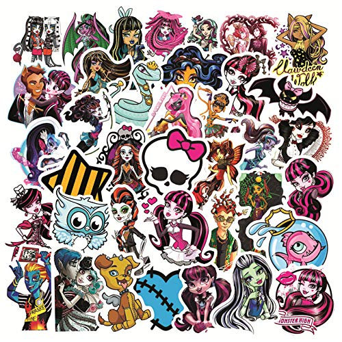 LYLSDSB 50 Stück Monster High Aufkleber Cartoon Anime Aufkleber für Laptop Wasserflasche Computer Telefon Skateboard Motorrad Gepäck,Vinyl wasserdichte Horror Sticker für Erwachsene Kinder Jugendlich