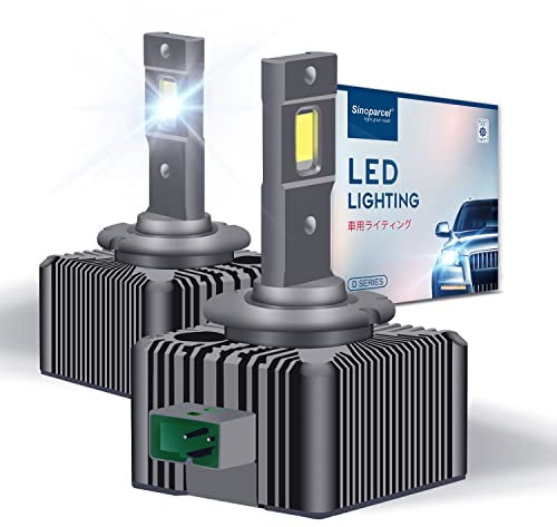 Sinoparcel D1S/D1R LED Bombilla de Faro Delantero - 35W 6000K 20000LM/juego - Haz Baja y Alta Luces de Reemplazo de HID - Paquede de 2