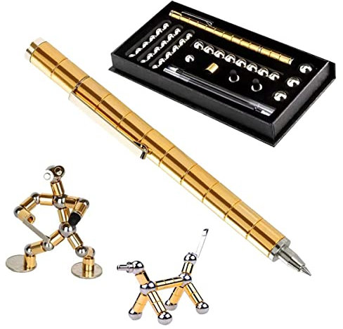 QILUCKY Magnetischer Kugelschreiber, Gadgets für Männer,Fidget Pen, Lustig Multifunktions Magnetstift, für Männer und Teenager (Gold)