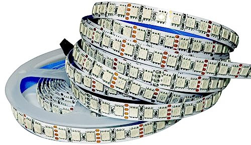 Tesfish 12V RGB LED Streifen Lichts, 5M Strip Lichtband SMD 5050 IP20 Gesamt 600 LEDs Farbwechsel Band Leiste Lichtleiste für Schlafzimmer, Küche, Werbung Dekoration