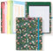 HAUTOCO Porte-bloc avec bloc-notes ligné remplaçable, porte-bloc à spirale A4 avec 5 intercalaires et poches de rangement pour documents, pour bureau, école, fleur oiseau