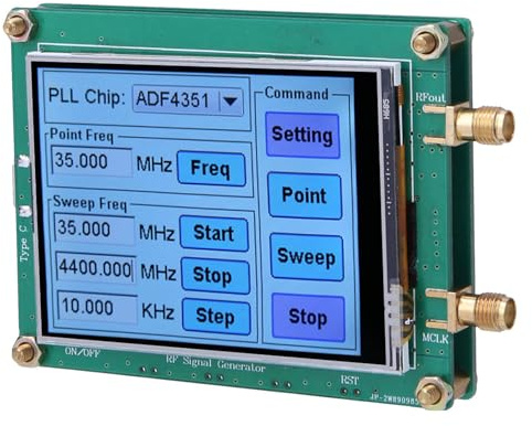 Generatore di Segnale Adf4351 Ad Alta Precisione, Generatore di Segnale RF Generatori di Funzioni Modulo di Frequenza RF Full Touch Screen Controller Contatore PC con Cavo Dati