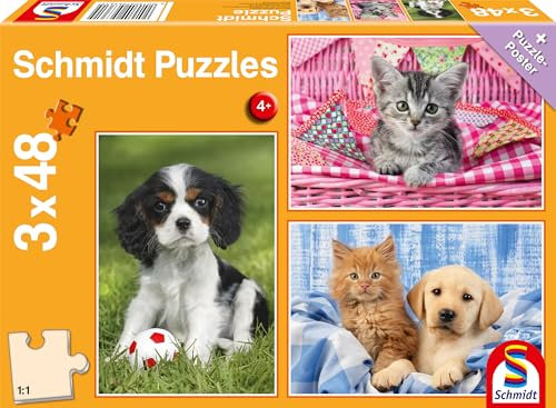Schmidt Spiele 56361 Meine liebsten Haustierbabys, 3x48 Teile Kinderpuzzle