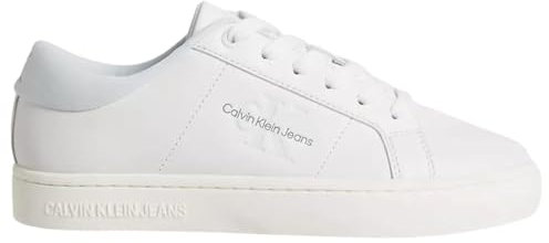 Calvin Klein Sneaker de Suela Cupsole Mujer Classic Cupsole Low Lace Up Leather Calzado, Blanco (Bright White/Plein Air), 38