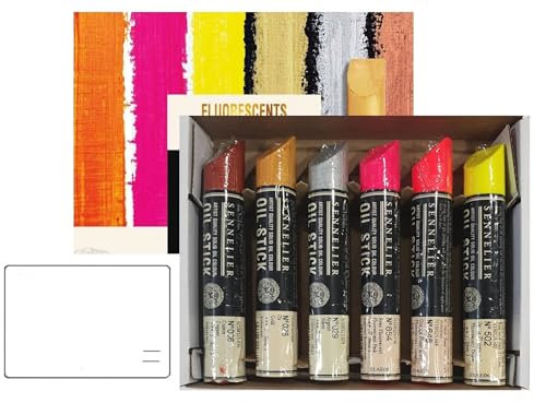 Sennelier Oil Sticks Fluorescentes & Metallics set 6 unids, Sennelier Aceite Palos Artistas Pintura al óleo