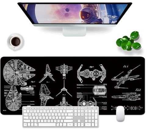 VYEUIAO Schwarz Gaming Mousepad (Englischer) Schreibtischunterlage 800x300mm XL Mousepad Design Großes Mauspad, Computer PC Professionelle Gamer Mousepad,Tastatur Pad