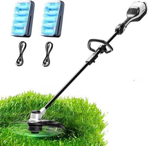 Litheli Cordless Strimmer, Grass Trimmer 35cm Battery Powered Weed Eater Brushless, 2x20V String Trimmer with 2 x 2.0Ah Battery, Dual Line Bump Feed for Garden Strimmer and Lawn Care, Strimmer