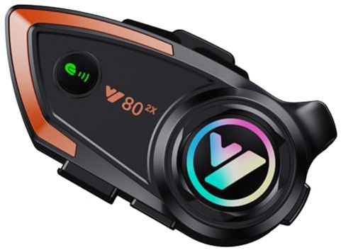 Jimenez Y80 2X Bluetooth-Headset für Motorradhelm, Wasserdicht, Geräuschunterdrückung, Freisprechfunktion, Bluetooth-Headset Fürs Auto, Universell, Langlebig, Einfache Installation