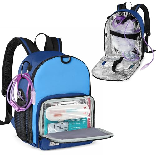 Luxja Feeding Tube Backpack Fits 500ml Bag and Enteral Feeding Pump, Blue | Feeding Tube Bag for G Tube, J Tube and GJ Tube (Bag Only)