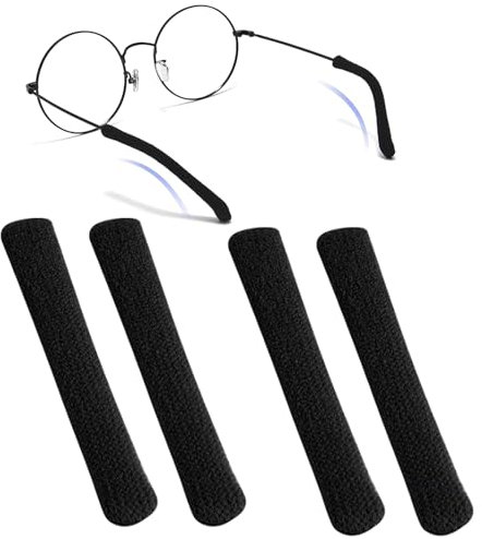 4pcs Glasses Ear Cushions, Glasses Arm Covers, Spectacle Arms Replacement, Anti Slip Temple Pads Eyeglass Temple Tips Eyeglass Pads, Glasses Arm Sleeve for Sunglasses Glasses (70 * 7mm)