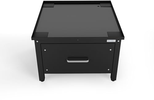 Wasophoogte® Meuble Machine à Laver – Support Machine à Laver Universel avec Tiroir – Couleur : Noir – Hauteur : 42 cm – Bac de Rétention Inclus
