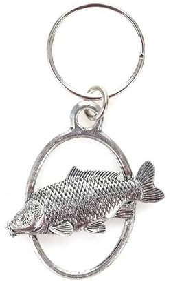 Schlüsselanhänger Skalenkarpfen Angeln –Karpfenangeln Schlüsselanhänger Schlüsselanhänger Karpfen Fisch Arten Tiere, silberfarben, Einheitsgröße