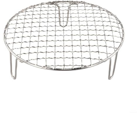 Griglia rotonda in acciaio inox, griglia rotonda Ne, griglia per barbecue, griglia per barbecue, con gambe per cuocere al vapore, perfetta per barbecue all'aperto e picnic (20 cm)