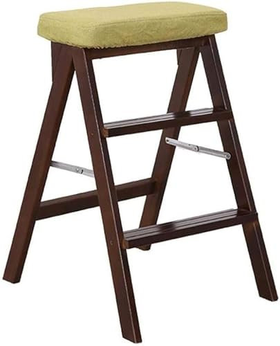 WLCNYL Tabouret échelle 3 marches Tabouret Pliant en Bois Chaises d'escalier Chaise d'escalier multifonctionnelle pour Cuisine Bureau Marches Pliantes, Vert