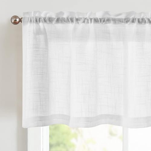 Cortinas de Paneles, 2 Unidades de Cortinas Bistro, 60 x 45 cm (Ancho x Alto), Cortinas Cortas, Cortinas de Cocina, para Baño, Decoración de Ventanas Pequeñas, Blanco