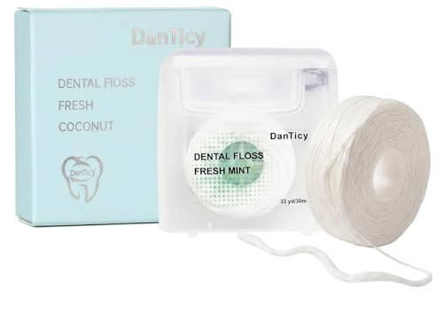 Coconut Oil Dental Floss for Wide Spaces Implants, Bridges, and Braces, Mint, Waxed,Expands (1)