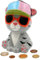 Dekohelden24 Sparfigur, Spartier, Spardose, Sparbüchse, Kinderspardose, Sparschwein als Katze mit Sonnenbrille aus Keramik mit wiederverschließbarem Gummistopfen, L/B/H 11 x 11 x 16 cm.