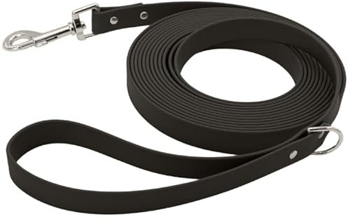 Petbo 10m Schleppleine mit Handschlaufe | Extra Bequeme 19mm Breite für mittelgroße & große Hunde | weich + leicht zu säubern | Hundeleine mit 10 Meter Länge (Schwarz - Gurtband)