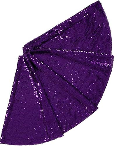 Morbuy Weihnachtsbaumdecke,Glitzernde Weihnachtsbaum Rock Rund, Weihnachtsbaum Weihnachtsdeko, Rund Christbaumdecke für Neujahr Party Zuhause Feier Weihnachten Deko (Lila,120cm)