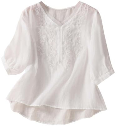 Maglietta Bianca Bambina Manica Lunga Collo