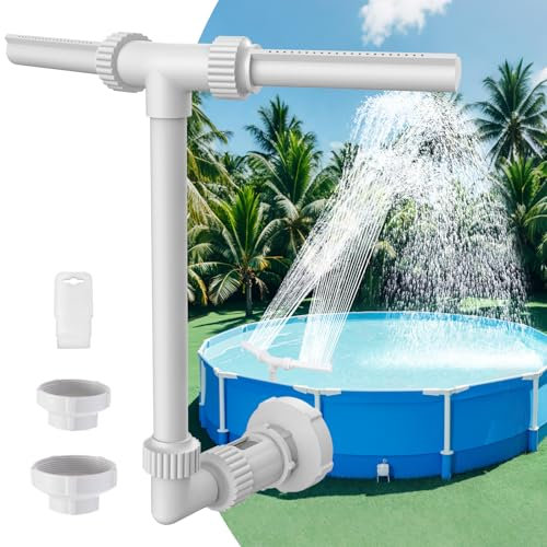 Dual Spray Swimming Pool Fountain - Waterfall for Above Ground/Inground Pools, Pond Sprinkler Fountain for Cooling, Practical Pool Aerator Water Cooler Circulation, Backyard Decorative Sprayer Spout