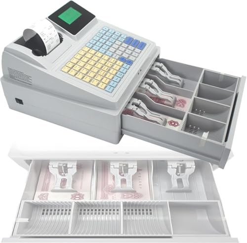POS-Kassen 81 Tasten Registrierkasse Gastronomie Einzelhandel Kassensystem Registrierkasse für Kleinunternehmen, Registrierkasse mit Kassenschublade（Systemsprache des Produkts Englisch ist）