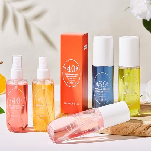 5 profumi, spray per il corpo, spray per il corpo, da donna, spray per il corpo, spray profumato a lunga durata, idratante per la pelle, profumo da donna, 90 ml