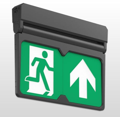 LED Emergency Exit Sign Light 5 in 1 Universal Self Testing 3W Multi Fixing Black - multiple fixing options in one unit - up down left right directional arrows - Fire Safety Lighting