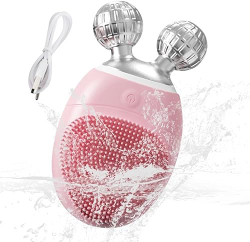 Brosse nettoyant pour visage | Rouleau de massage facial | Appareil de massage vibrant imperméable à 5 vitesses réglables pour exfoliation délicate et nettoyage en profondeur de la peau