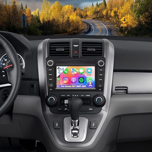 4+64G Android 14 Car Stereo for Honda CRV 2007-2011 with Carplay Android Auto 7 inch IPS Touch Screen Bluetooth EQ FM RDS WiFi Navi SWC Mirror Link Split Screen DSP AHD Backup Camera Mic