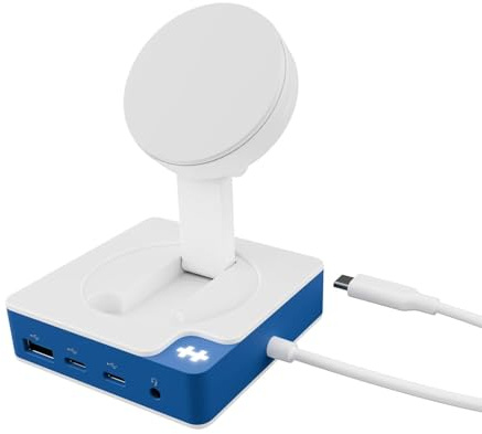 HyperDrive Flex MagCharge USB-C Hub — Qi Wireless Charger w/ 7 Ports — HDMI 4K60Hz, USB-C 100W PD, 2X 5Gbps, USB-A, SD, Audio Jack — Magnetic Phone Charger for iPhone, Hub for Mac, PC (Blue)