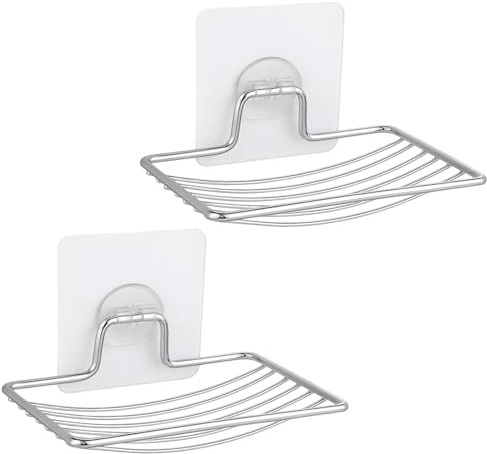 2 Stück Seifenhalter, Seifenhalter Dusche, Seifenschale Ohne Bohren, Wandmontage Seifenhalters Für Dusche, Schwammhalter,Badezimmer,Küche,Hält Seife Und Schwämme Sicher