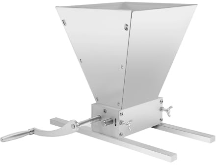 4L Stainless Steel Grain Mill Grinder Manual Malt Mill with 2 Adjustable Rollers Barley Grinder Wheat Crusher Manual Malted Grain Crusher Grinding Machine for Barley, Wheat and Other Grains