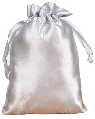 Qiantull 20 Stück Satinsäckchen Geschenkbeutel Schmuckbeutel Satinbeutel Stoffbeutel Satin Säckchen für Schmuck Geschenkverpackung Hochzeit Weihnachten Geburtstag Party Grau 9x12cm