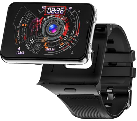 Plyisty 4G Smart Watch with Dual Cameras, 2.88-inch Touchscreen 4G/5G Bluetooth Call Smartwatch Compatible with Android 11 6GB RAM 128GB ROM GPS Support 1500mAh Battery (Silver)