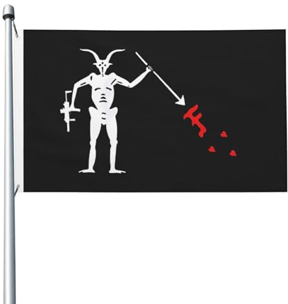 Witterungsbeständiges Flaggen Blackbeard Dekoration Fähnchen Premium Piratenflagge Für Haus Draußen Hof 90X150Cm