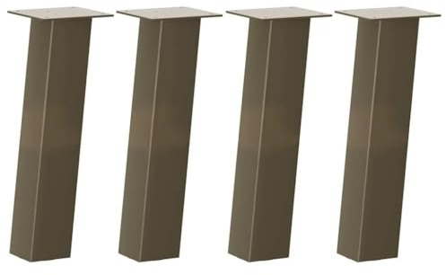 Kaloriko Pieds de Table Basse en Acier Naturel, Lot de 4, Hauteur 30 cm, Tubes 80 x 80 mm, Patins en Caoutchouc, Fixation avec vis, pour Salon Moderne et Meuble Stable
