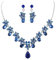 EVER FAITH Österreichische Kristall Hibiskus-Blume Teardrop Halskette Ohrringe Set Blau Silber-Ton
