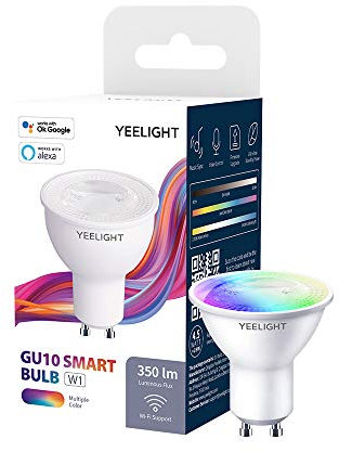 Yeelight GU10 W1 Wifi-Lampe, 4,5 W 350 Lumen Kein Hub erforderlich Smart Color LED-Licht unterstützt Musiksynchronisation, Google-Assistent Alexa Voice Control