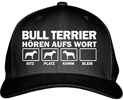 siviwonder Cap Bull Terrier Bullterrier HÖREN aufs Wort Baumwoll Verstellbare 5 Panel Kappe Basecap Baseball Einheitsgröße Metallverschluss Hund Hundemotiv schwarz